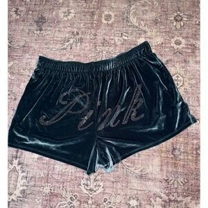 Victoria's‎ Secret PINK Velvet Rhinestone Sleep Shorts Women's Size Medium Green